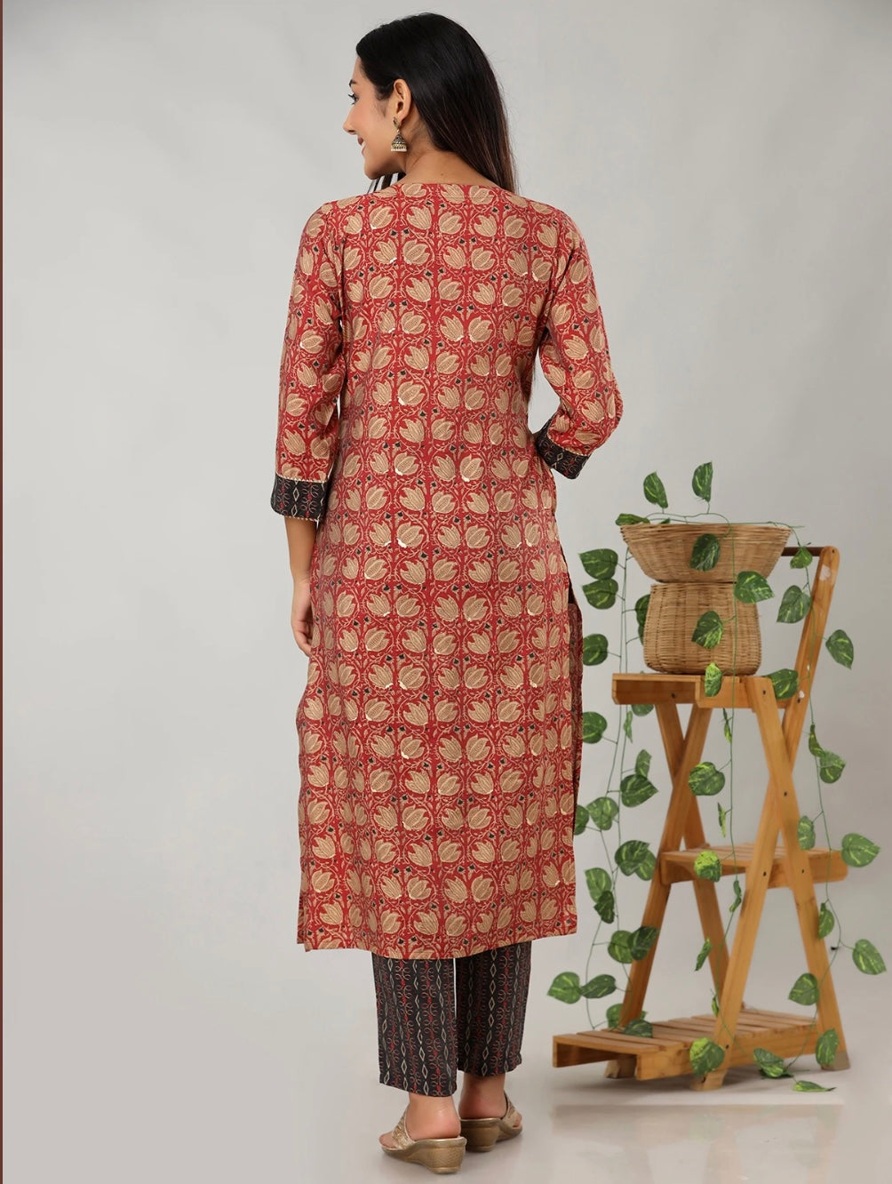 Red Casual Wear Kurti With Pants