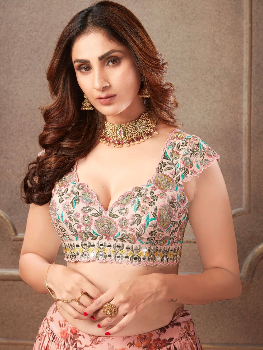 Peach Wedding Wear Lehenga Choli
