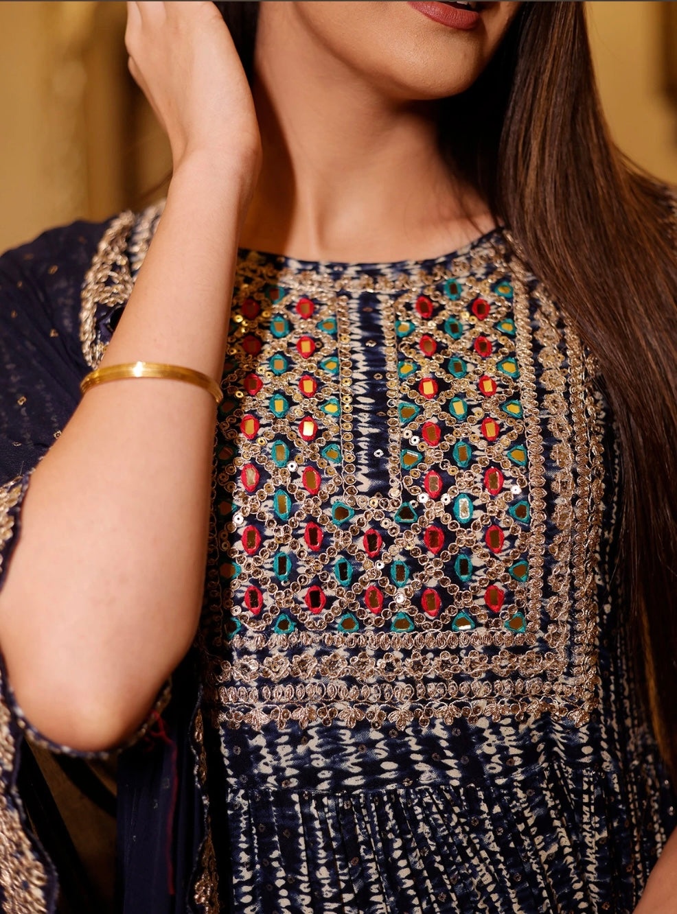 Navy Blue Sharara Suit