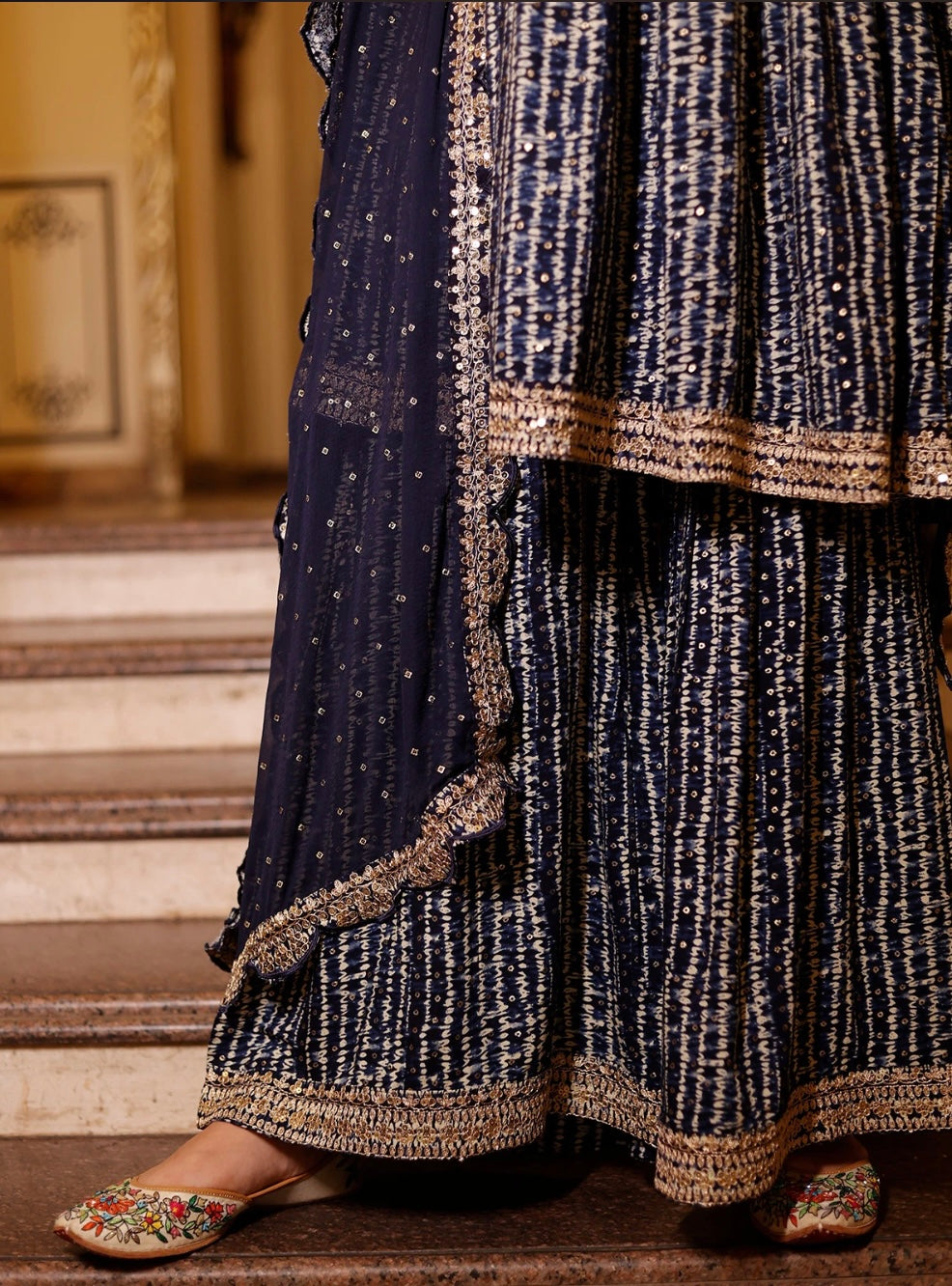 Navy Blue Sharara Suit