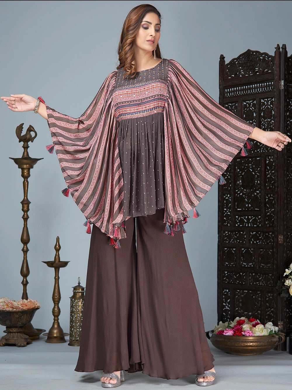 Brown Palazzo Suit