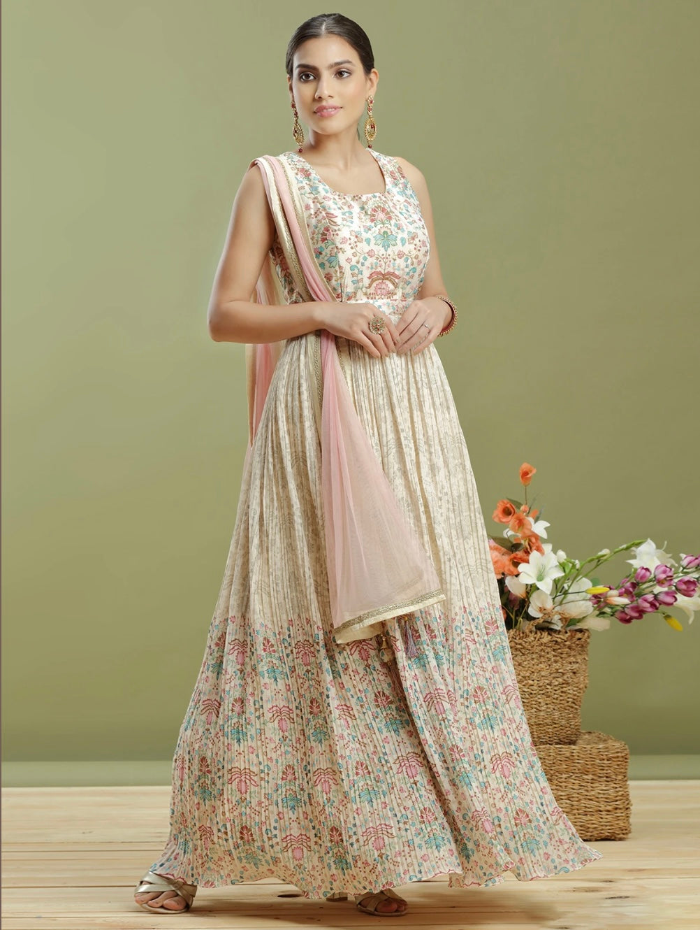 White Anarkali Suit