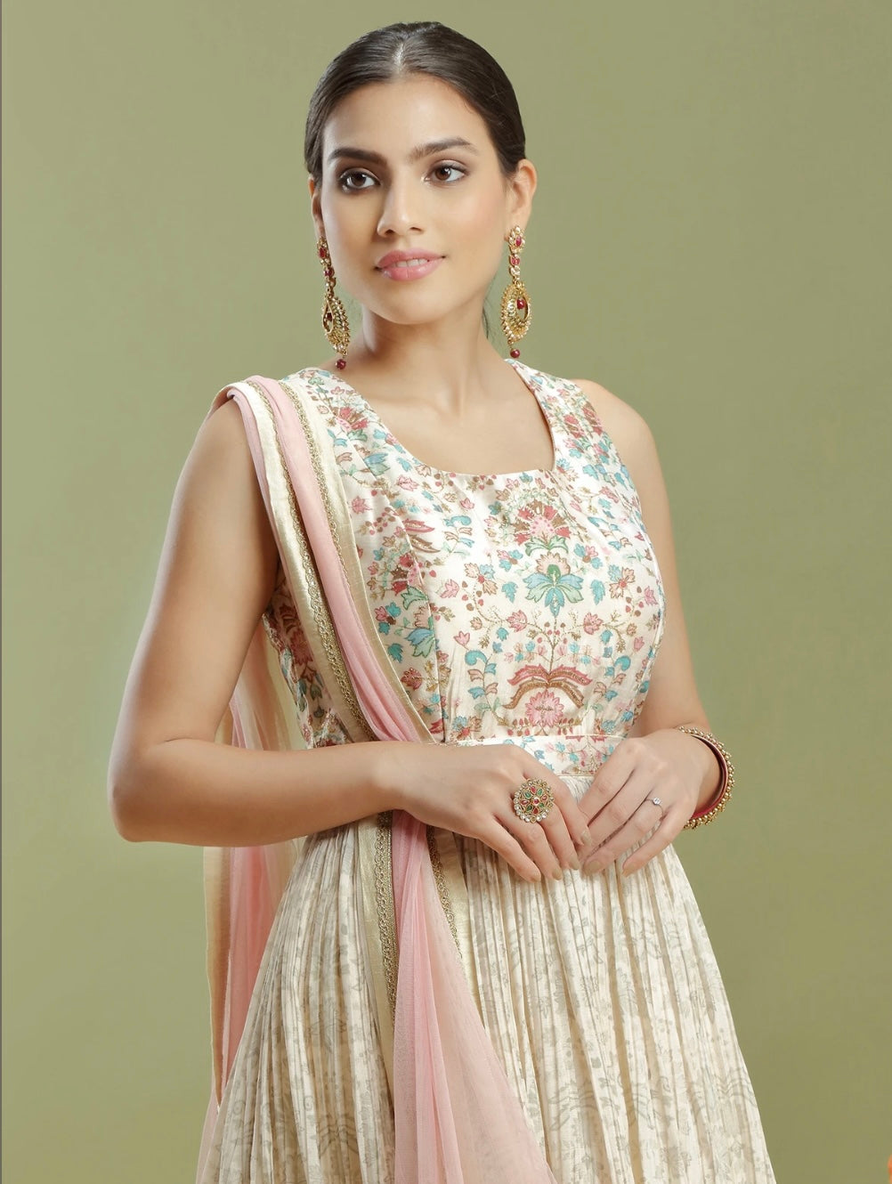 White Anarkali Suit