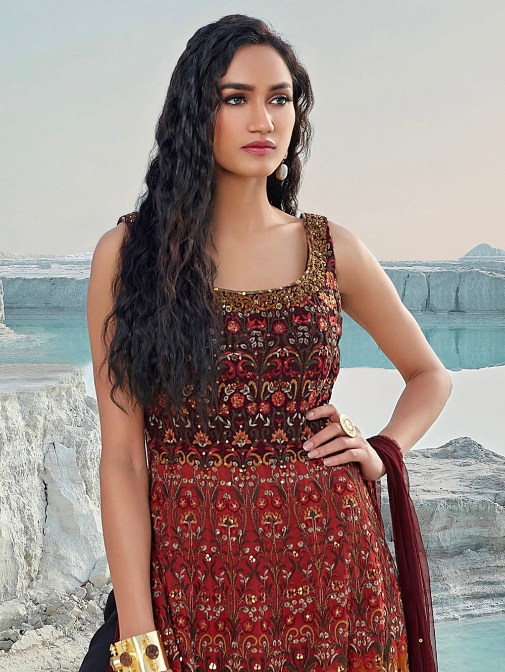 Multi Color Palazzo Anarkali Suit