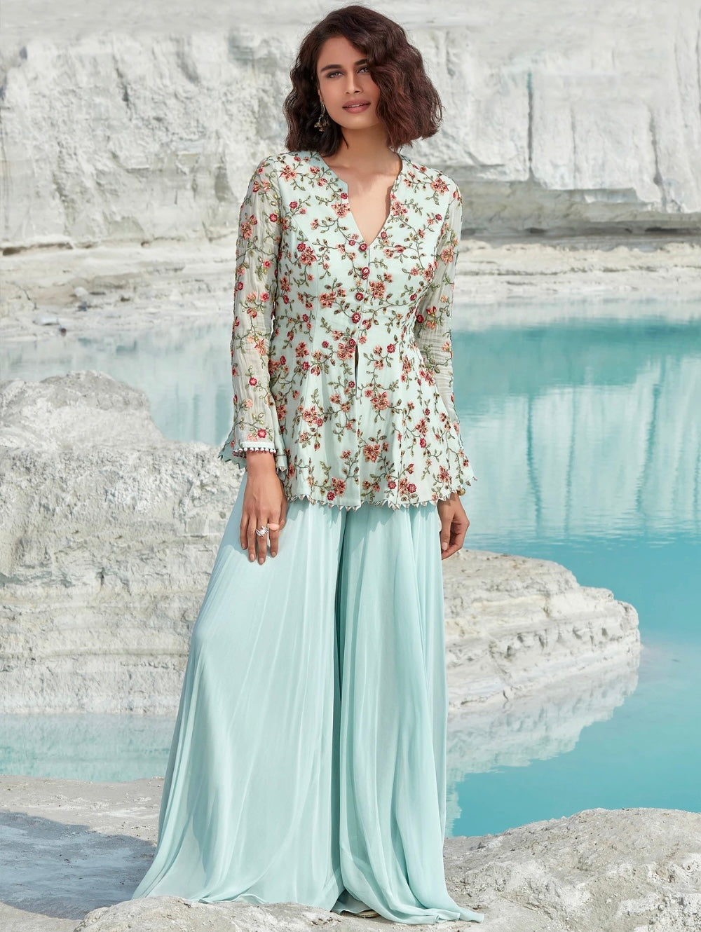 Pista Green Palazzo Suit
