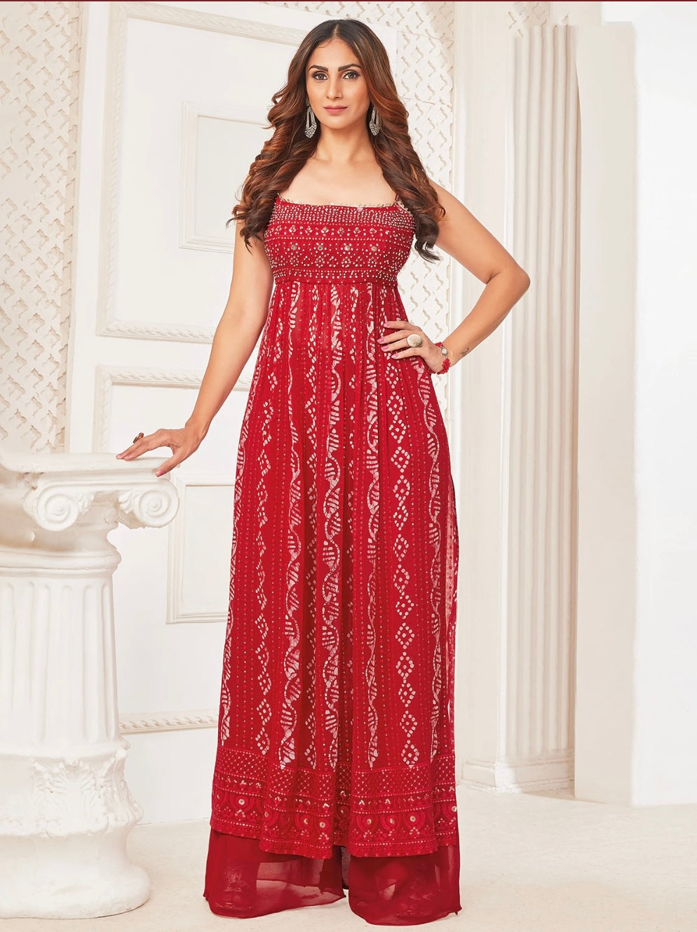 Spaghetti Strap Maroon Palazzo Suit