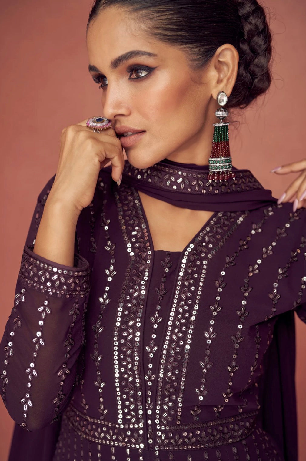 Purple Anarkali Suit