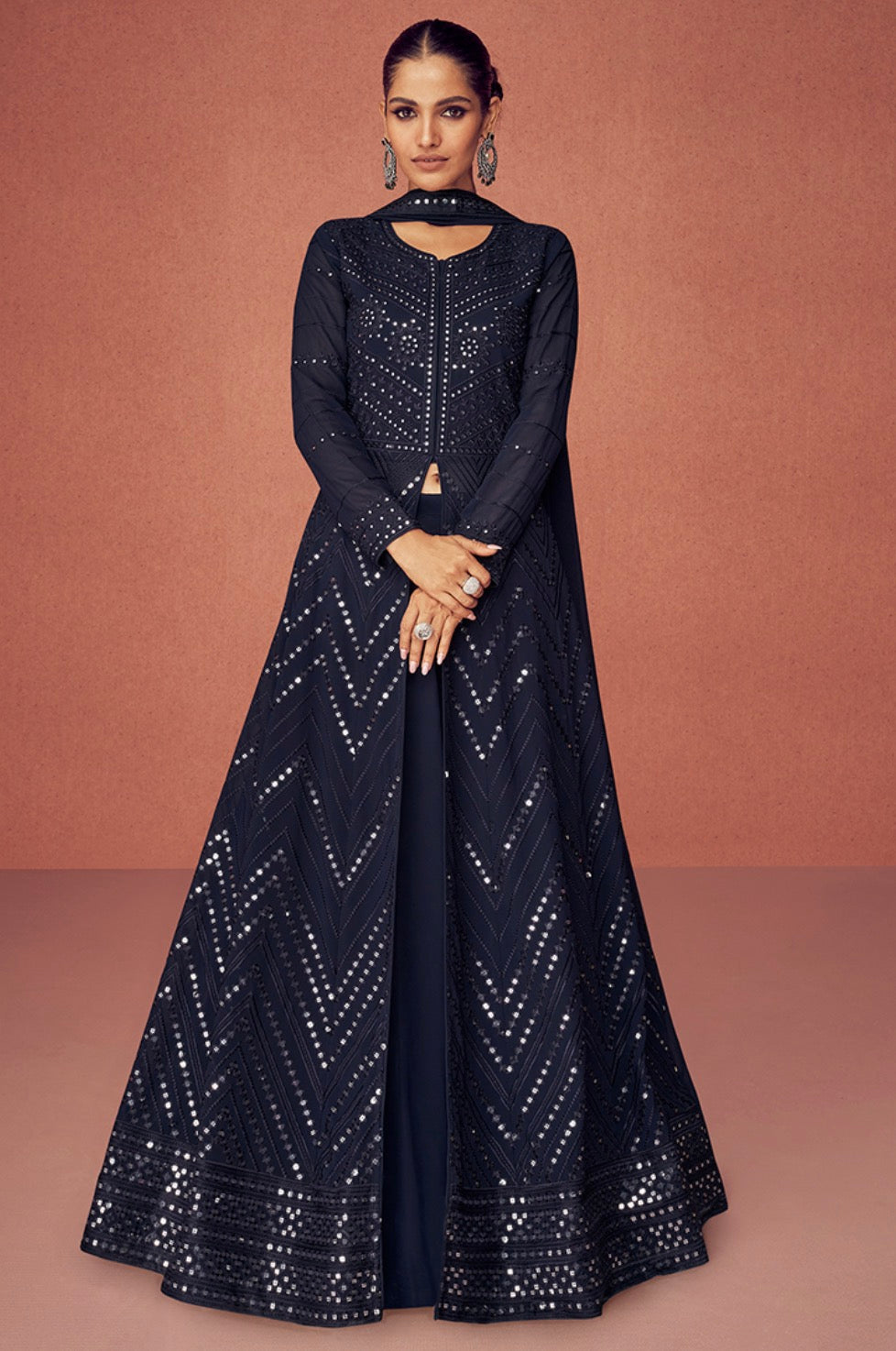Navy Blue Anarkali Suit