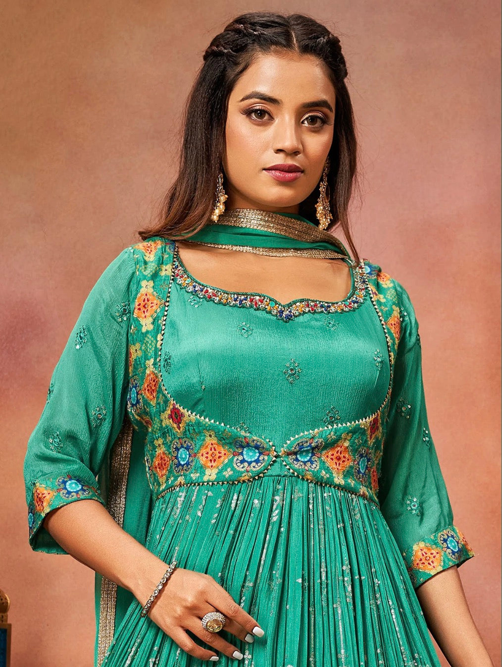 Rama Green Palazzo Anarkali Suit
