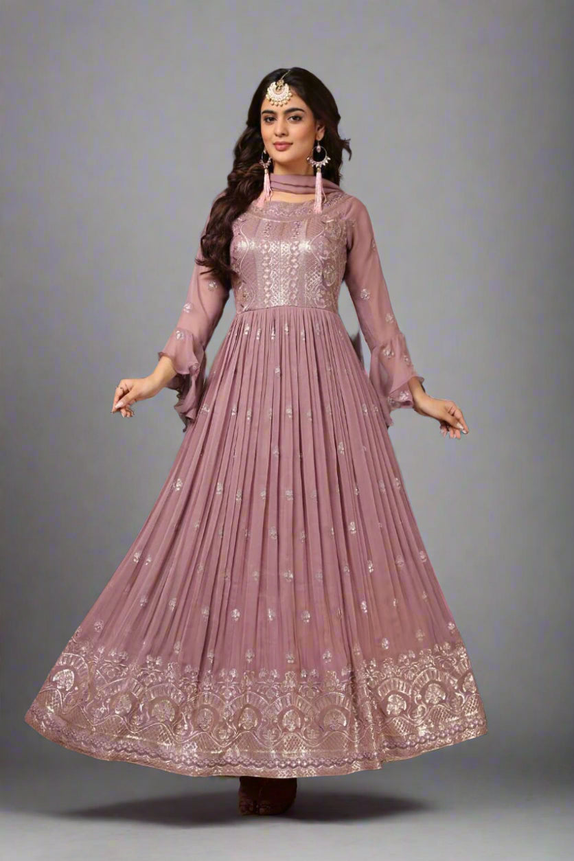 slim fit dress slacks Buy Beige Tissue Anarkali Suit With Delicate Zari Embroidery | KALKI Fashion  UK main image 1