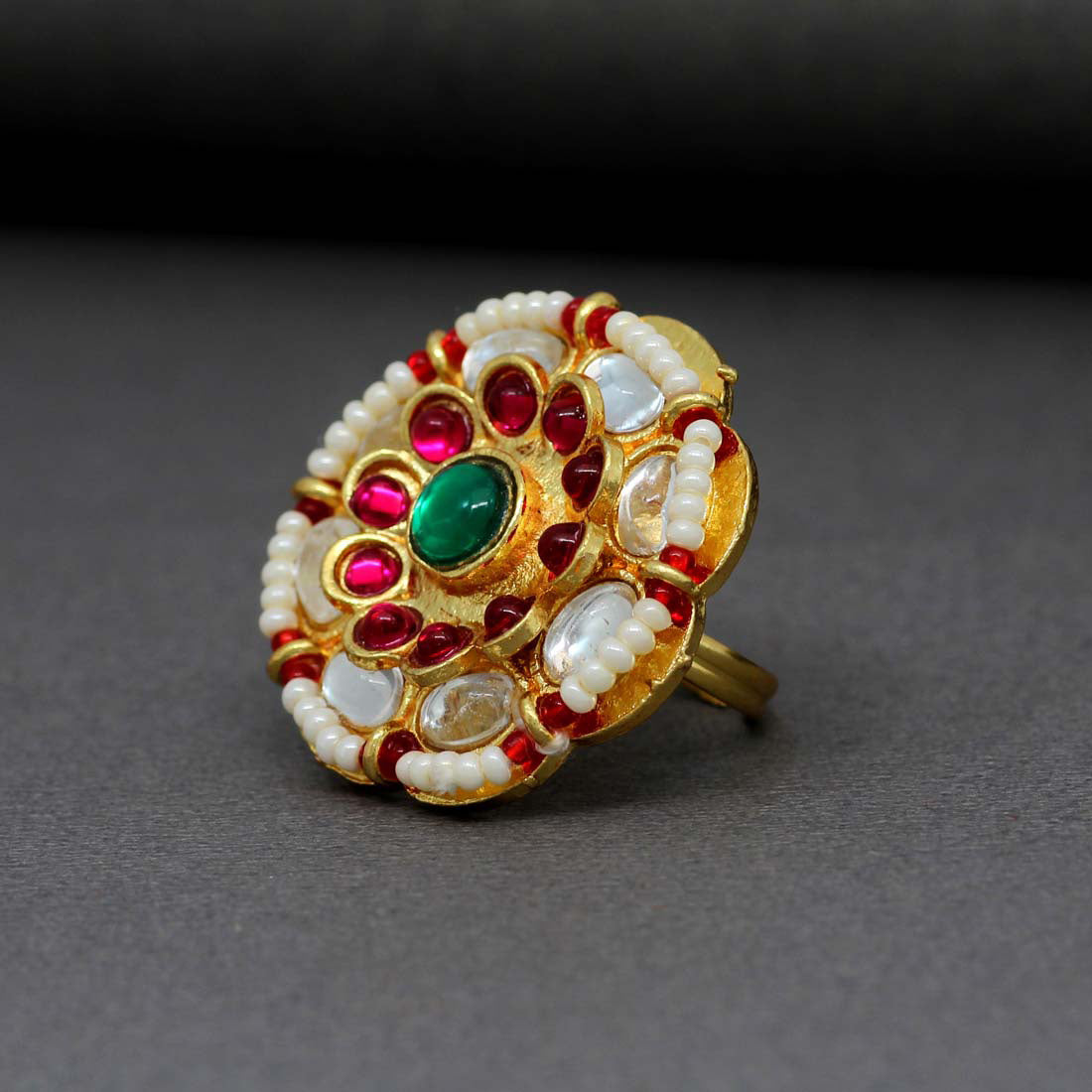 Multi Color Kundan Finger Ring