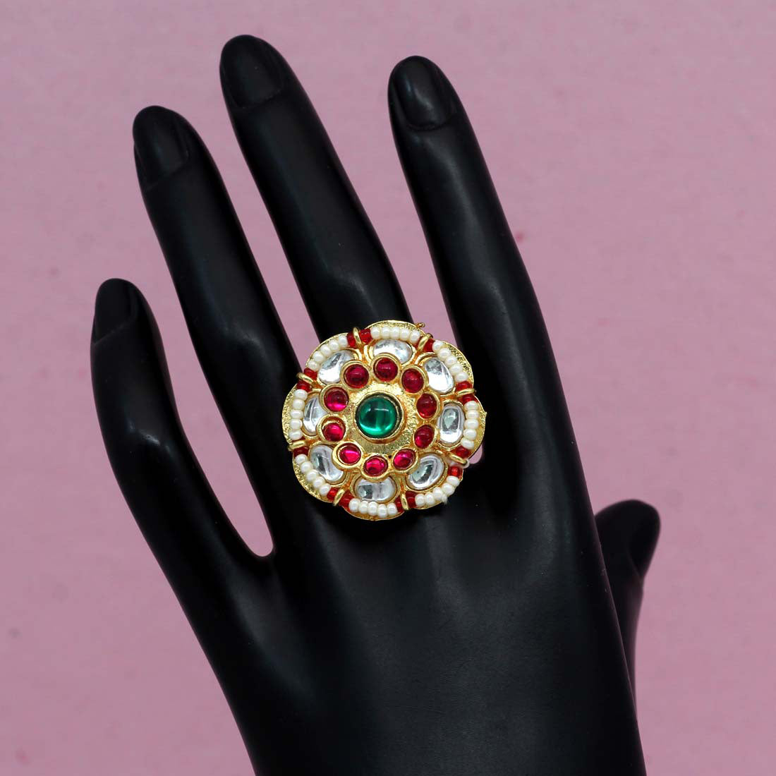 Multi Color Kundan Finger Ring