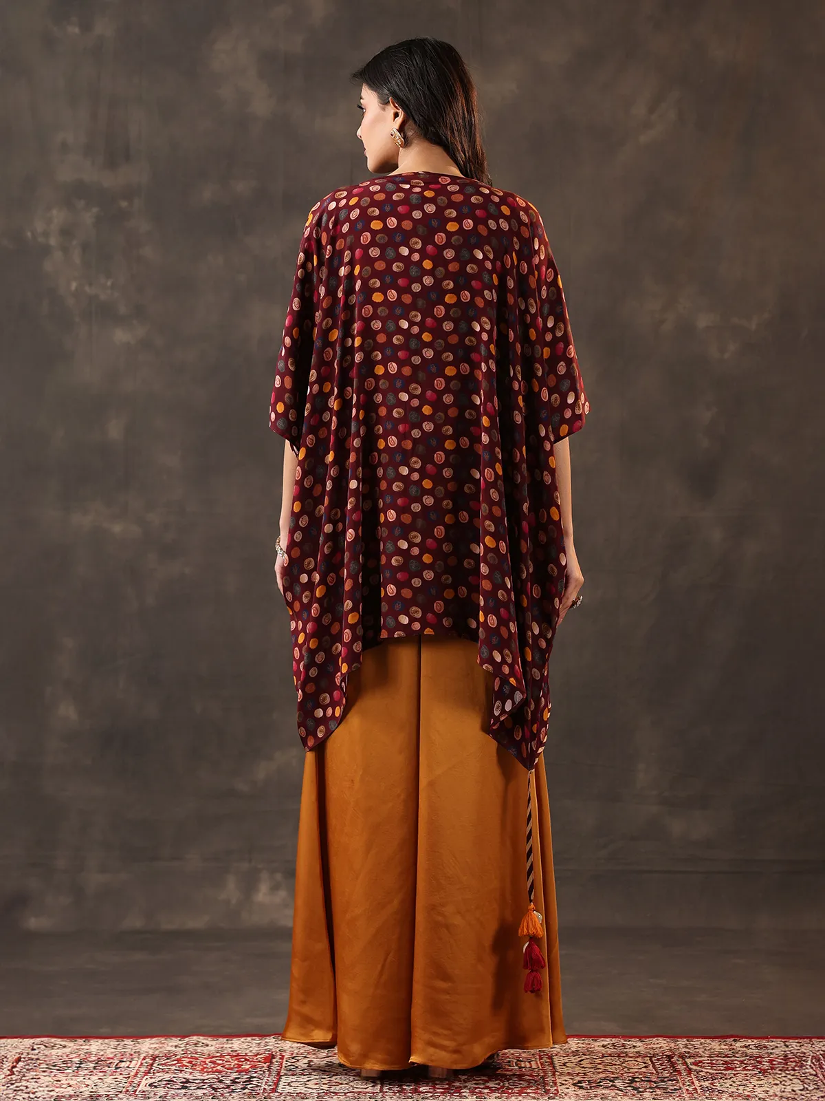 Wine and Yellow Indo-Western Outfit