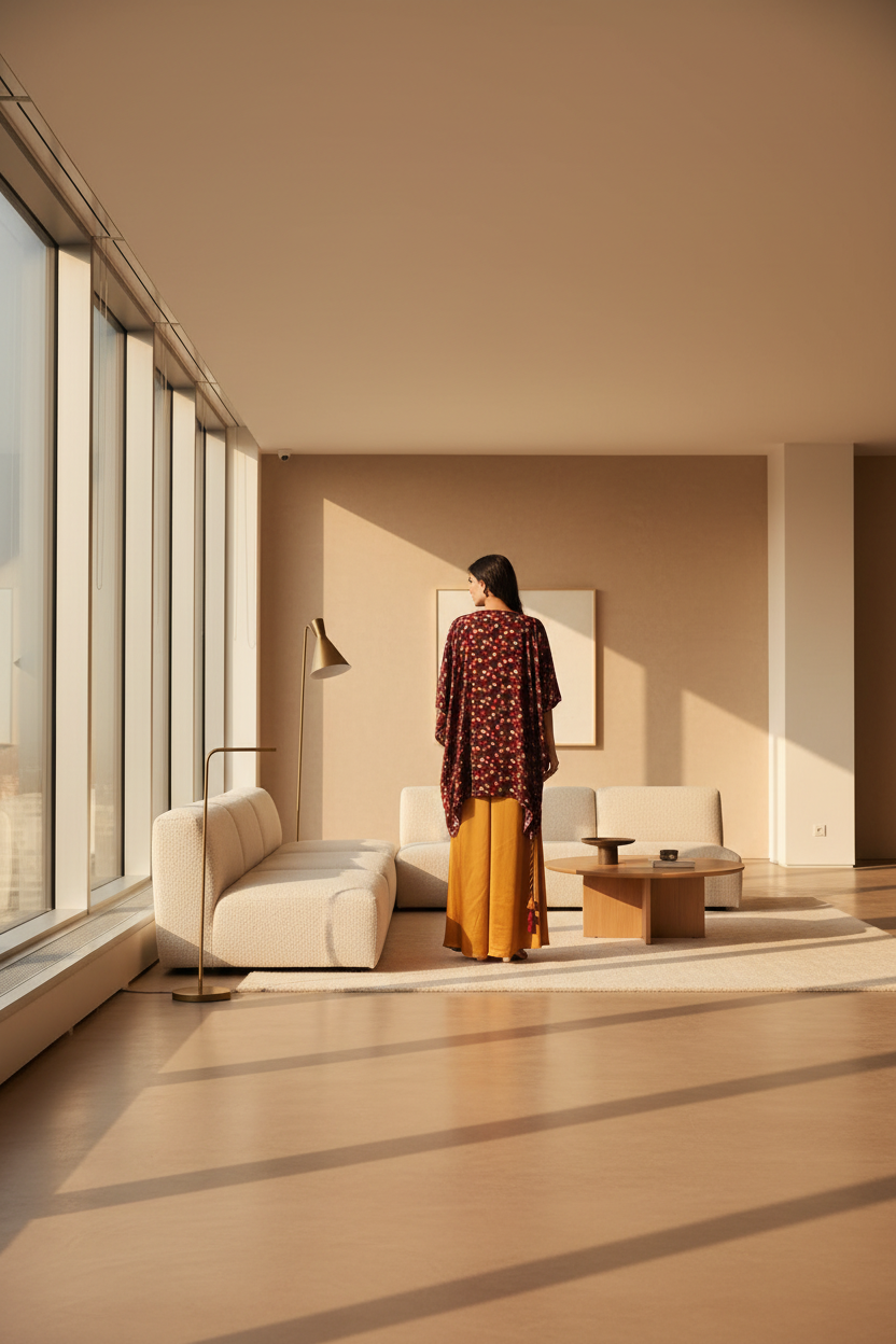 Wine and Yellow Indo-Western Outfit
