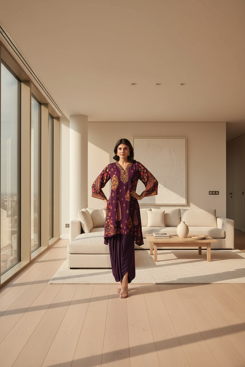 Purple Dhoti Salwar Suit