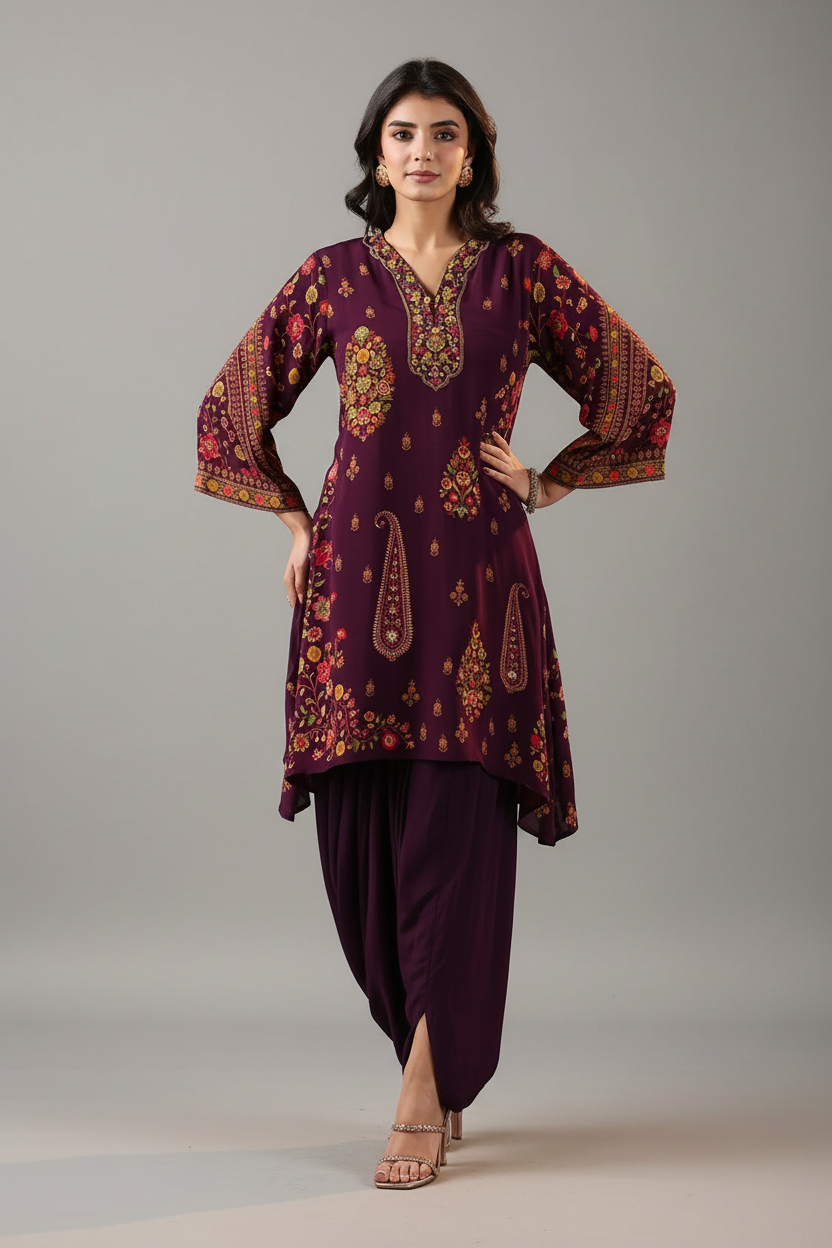 Purple Dhoti Salwar Suit