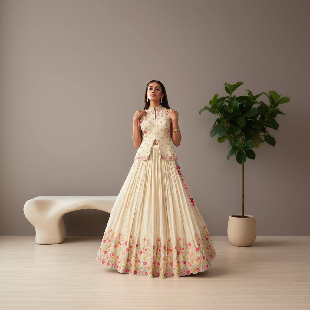Beige Wedding Wear Lehenga Choli