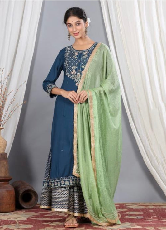 Royal Blue Sharara Salwar Suit