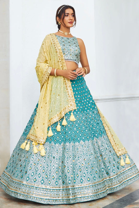 Rama Green Wedding Wear Lehenga Choli