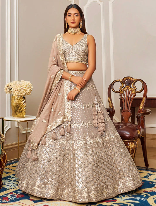 Beige Wedding Wear Lehenga Choli