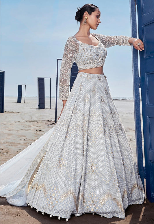 Light Blue Wedding Wear Lehenga Choli