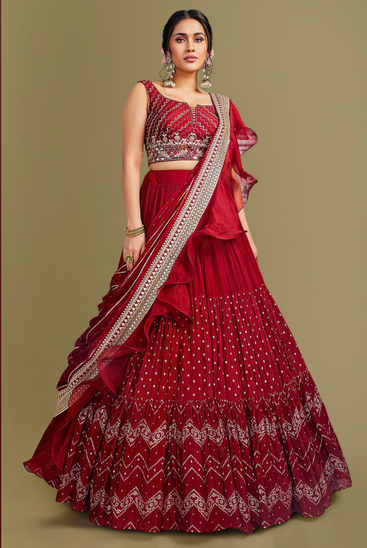 Maroon Wedding Wear Lehenga Choli