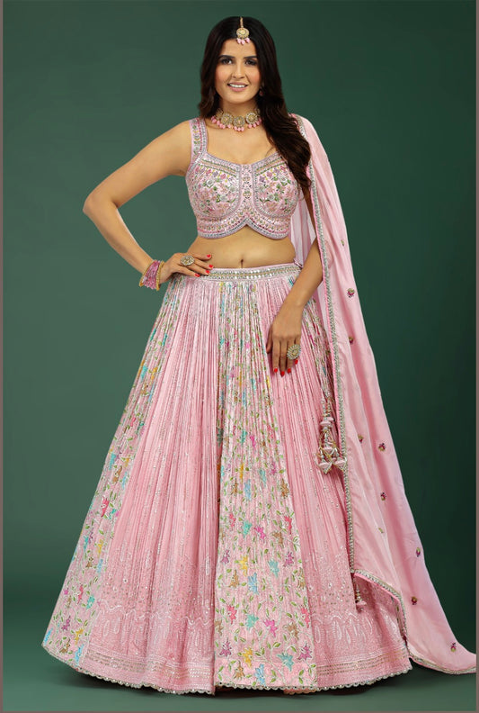 Light Pink Wedding Wear Lehenga Choli