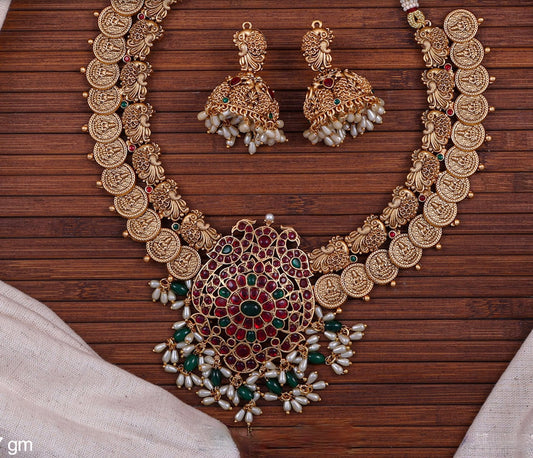 Temple Coin Ruby and Green Necklace