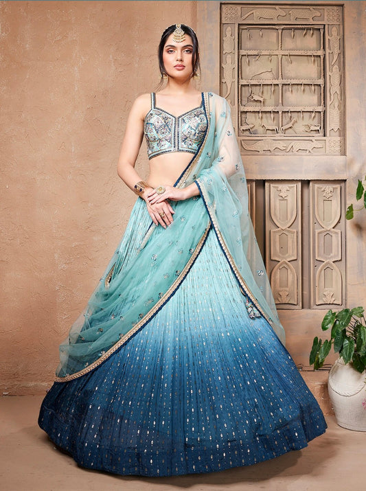 Blue Wedding Wear Lehenga Choli