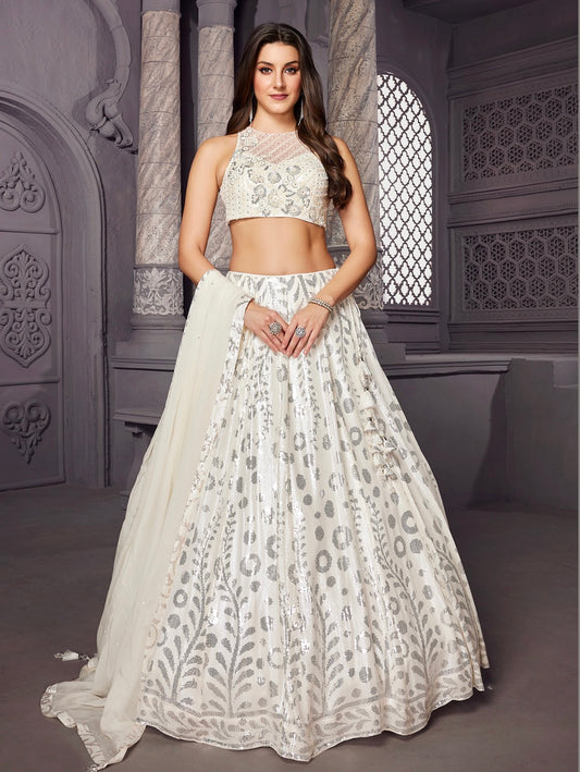 White Wedding Wear Lehenga Choli