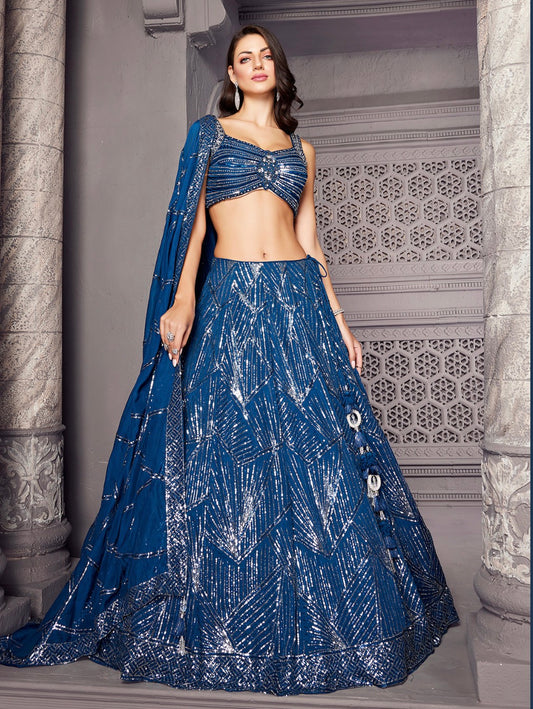Royal Blue Wedding Wear Lehenga Choli