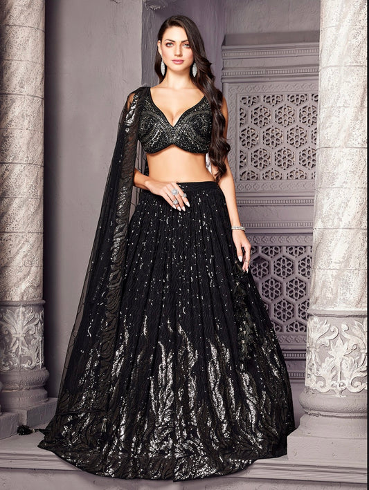 Black Wedding Wear Lehenga Choli