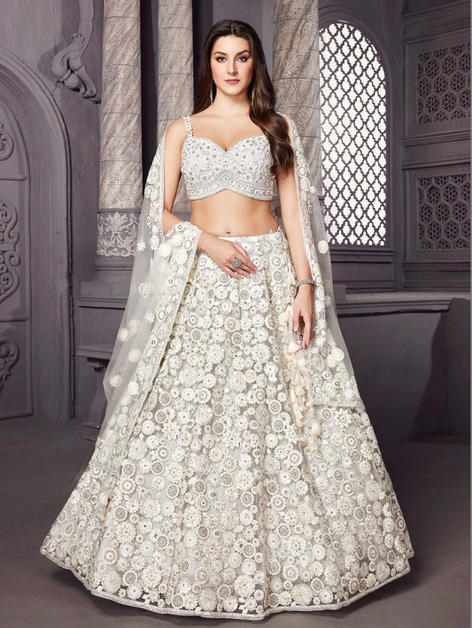 Light Grey Wedding Wear Lehenga Choli