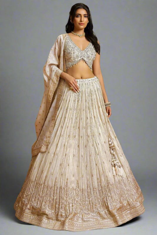 Off White Wedding Wear Lehenga Choli