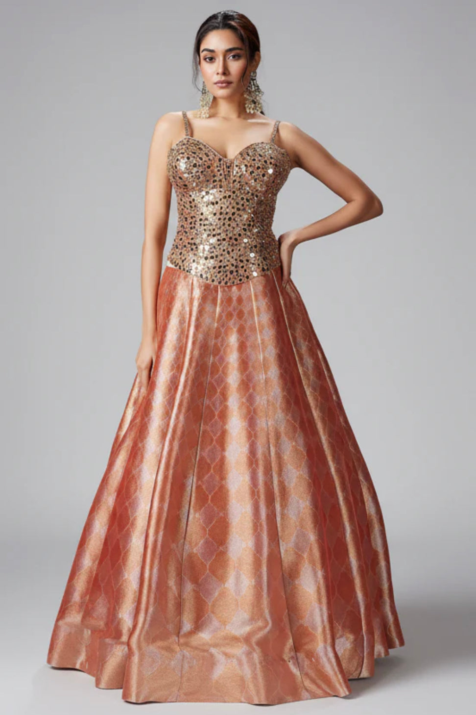 Peach Party Wear Lehenga Choli