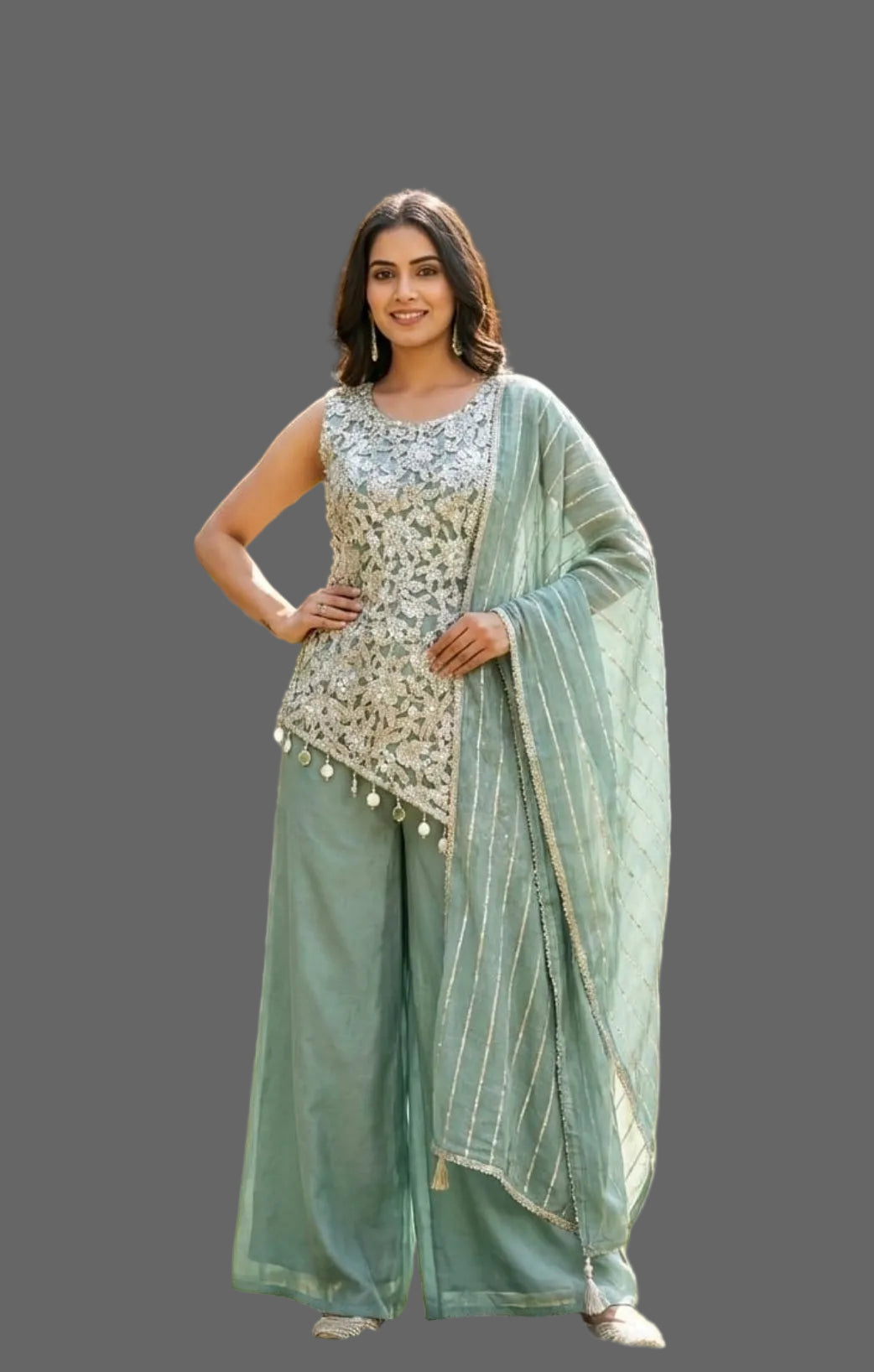 Pista Green Palazzo Suit