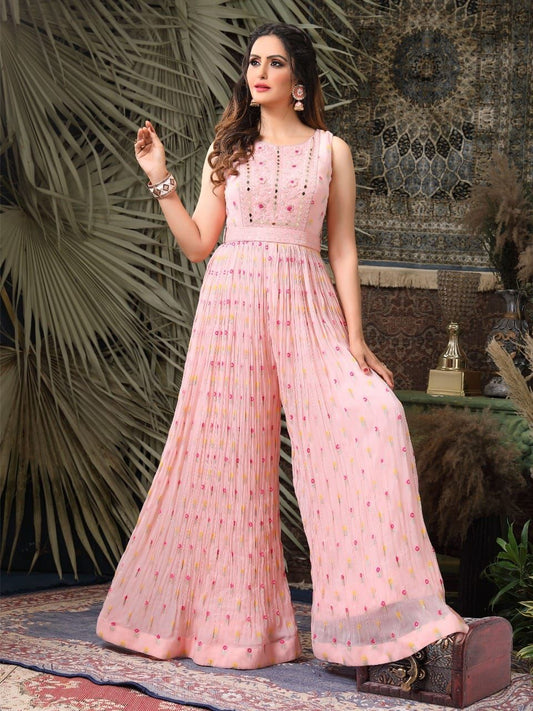 Indo Western Jumpsuit - Pink