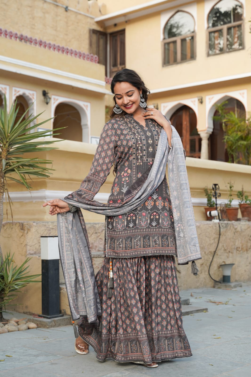 Gray Sharara Suit