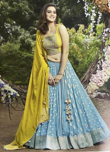 Designer Blue Desi Lehenga Choli