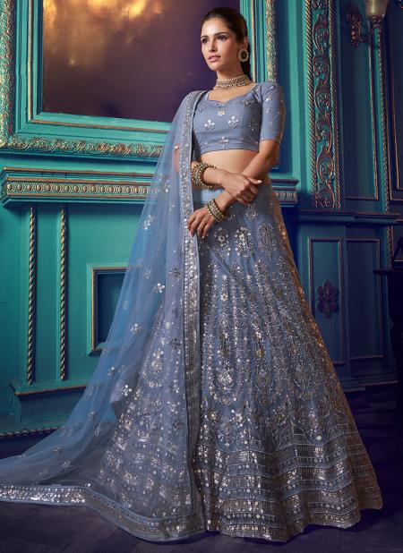Dusty Blue Party Wear Lehenga Choli