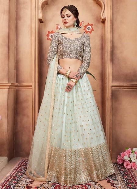 Pista Green Party Wear Lehenga Choli