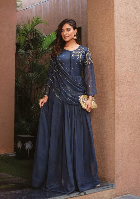 Navy Blue Indo-Western Suit