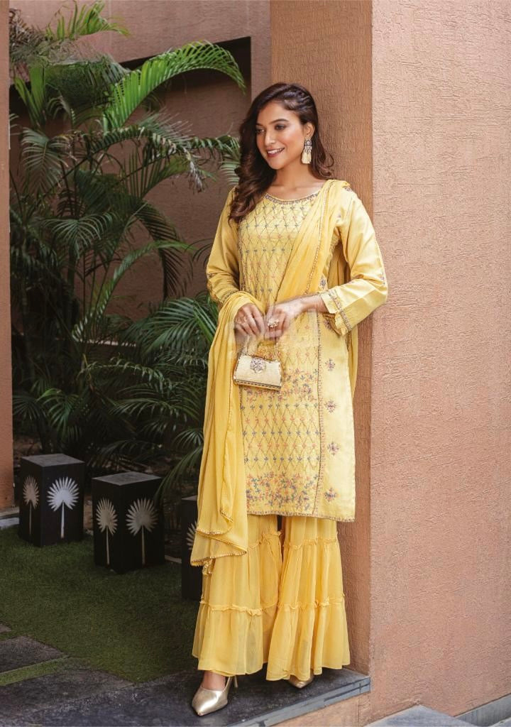 Yellow Sharara Suit