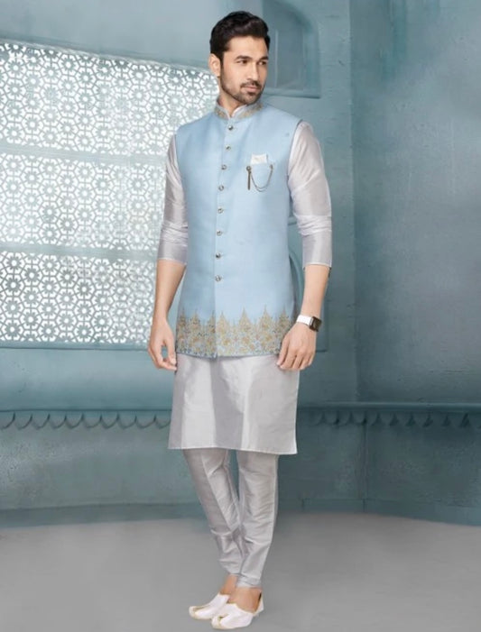 Mens Blue Waistcoat set