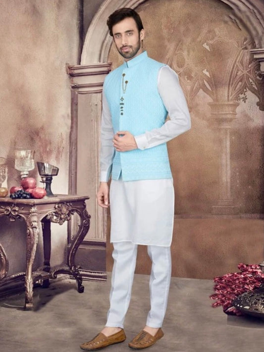 Mens Blue Waistcoat set