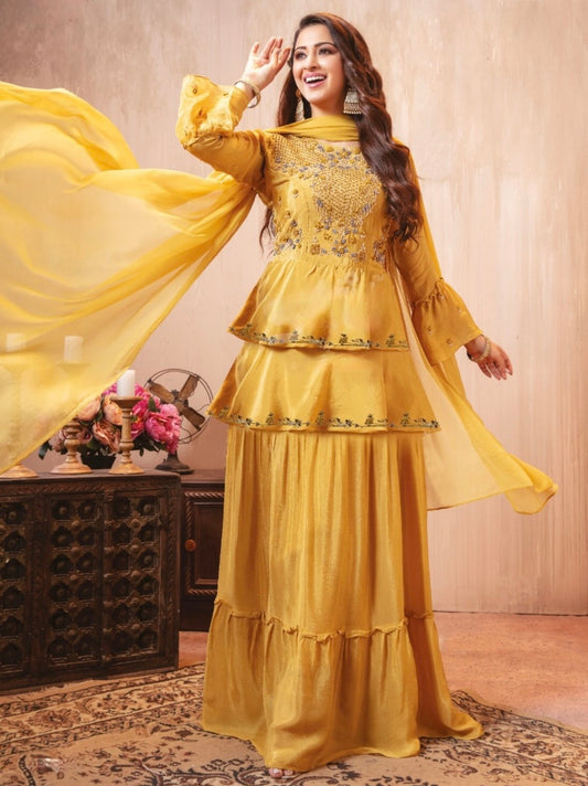 Mustard Yellow Indo-Western Suit