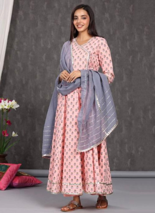 Peach Long Gown Kurti