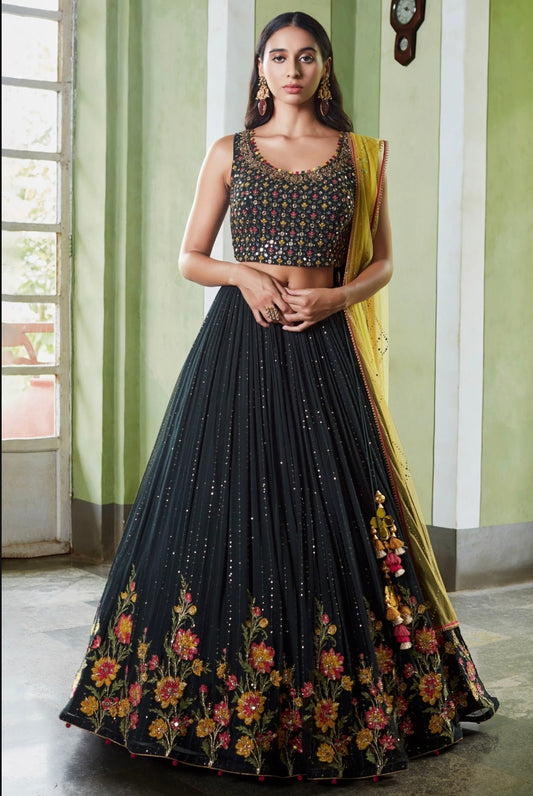 Black Wedding Wear Lehenga Choli