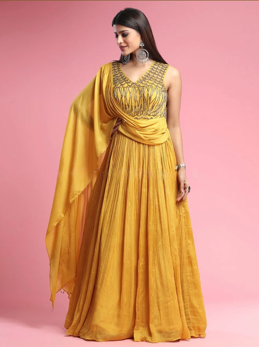 Yellow Party Wear Gown