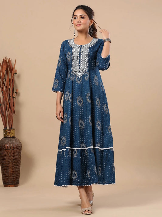 Blue Casual Wear Long Kurti